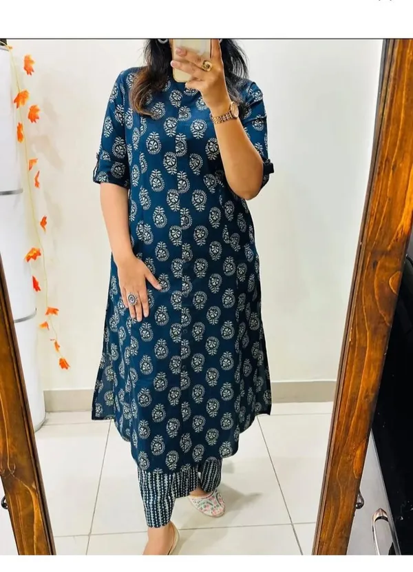 A-Line_Printed_Blue_Cotton_Co-ord_Set