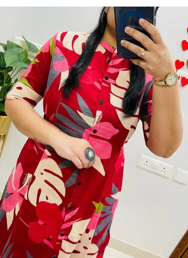 A-Line_Printed_Red_Cotton_Co-cord_Set