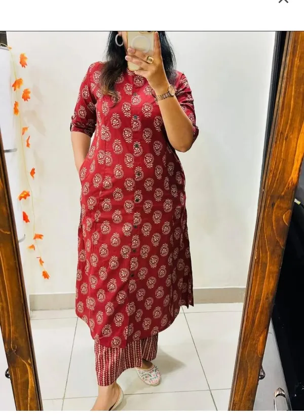 A-Line_Printed_Red_Cotton_Co-ord_Set