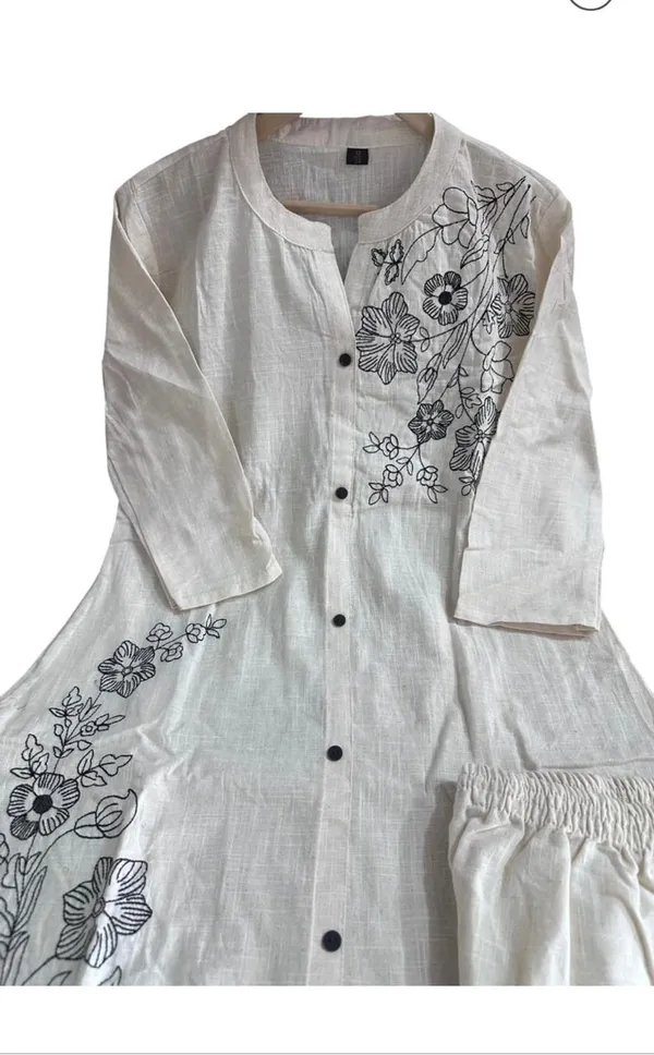 A-line_Embroidary_Work_off_White_Cotton_slub_co-ord_set