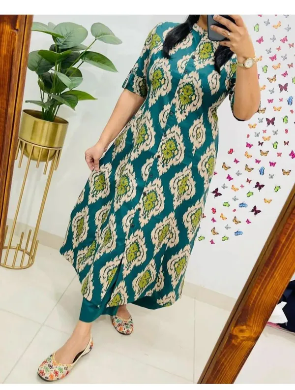Aline-Cotton_Green_Kurti_Plazo_Set