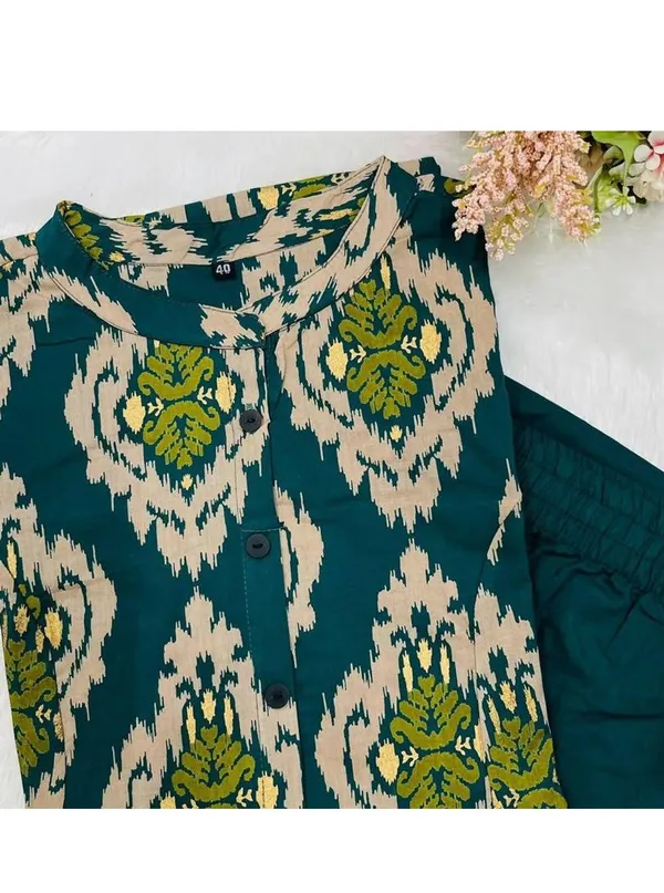 Aline-Cotton_Green_Kurti_Plazo_Set