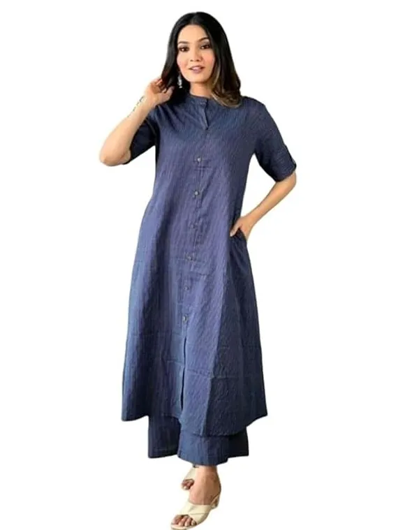Navy_Blue_Katha_Work_A-Line_Kurta_With_Half_Sleeves_For_Women