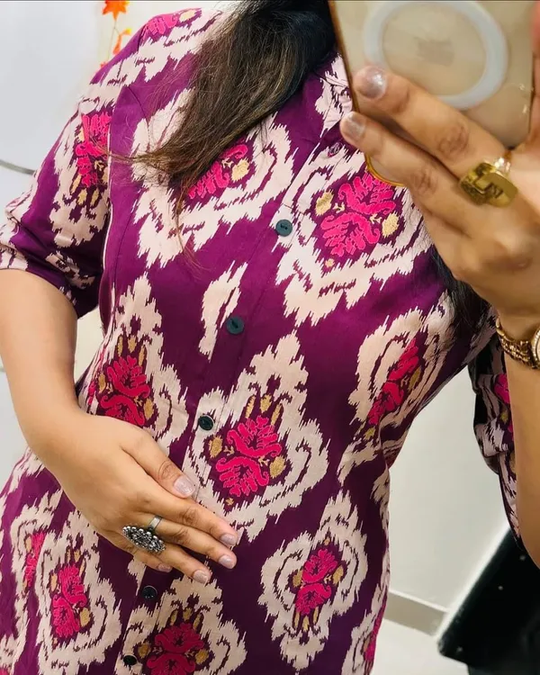 Pink_Rayon_Cotton_Printed_A-Line_Kurti_With_Bottom_Wear_For_Women