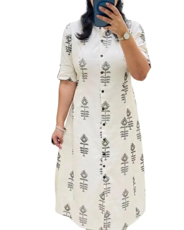 White_&_Grey_Premium_Floral_Cotton_Kurta_Palazzo_Co-Ord_Set_For_Women