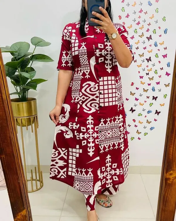 Red_Printed_Cotton_Kurta_Palazzo_Co-Ord_Set_For_Women