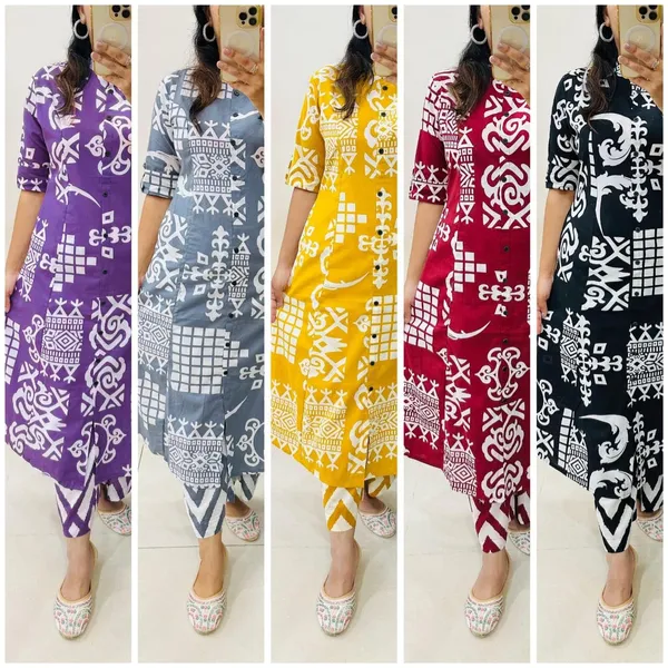 Grey_Printed_Cotton_Kurta_Palazzo_Co-Ord_Set_For_Women