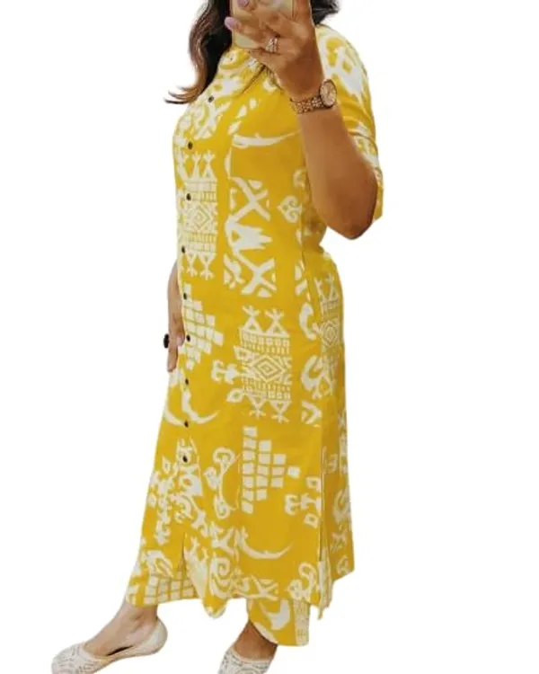 Yellow_Printed_Cotton_Kurta_Palazzo_Co-Ord_Set_For_Women
