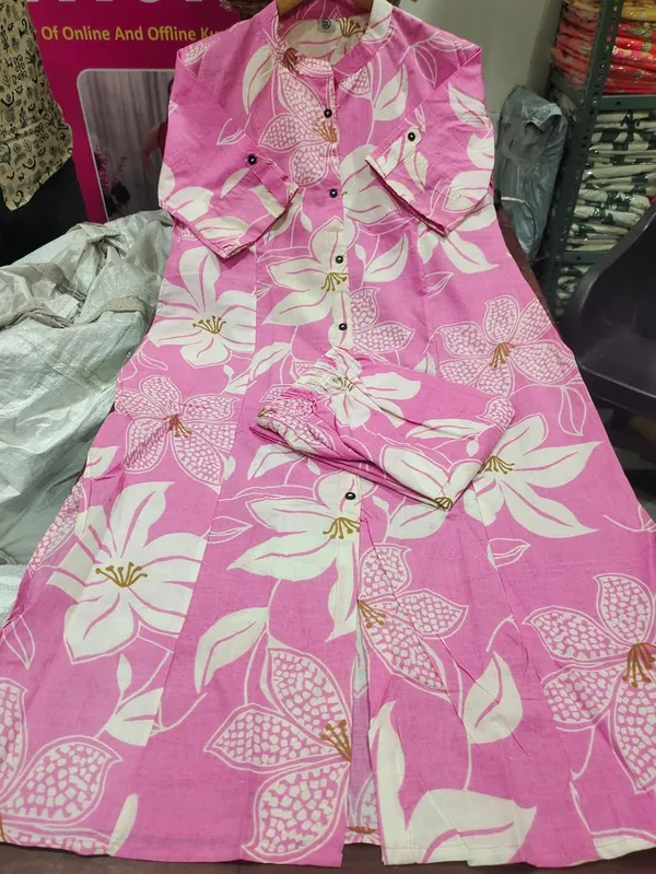 Pink_Floral_Cotton_Kurta_Palazzo_Co-Ord_Set_For_Women