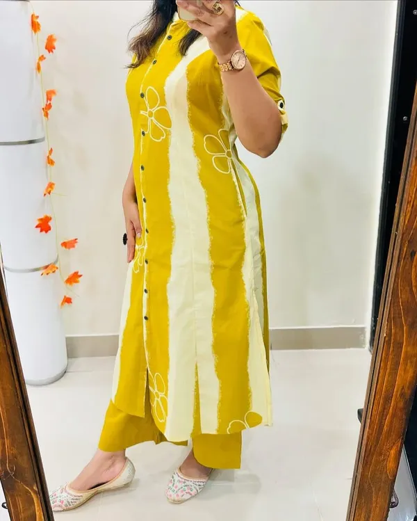 Yellow_Floral_Printed_Cotton_Kurta_Palazzo_Co-Ord_Set_For_Women_(chakri)
