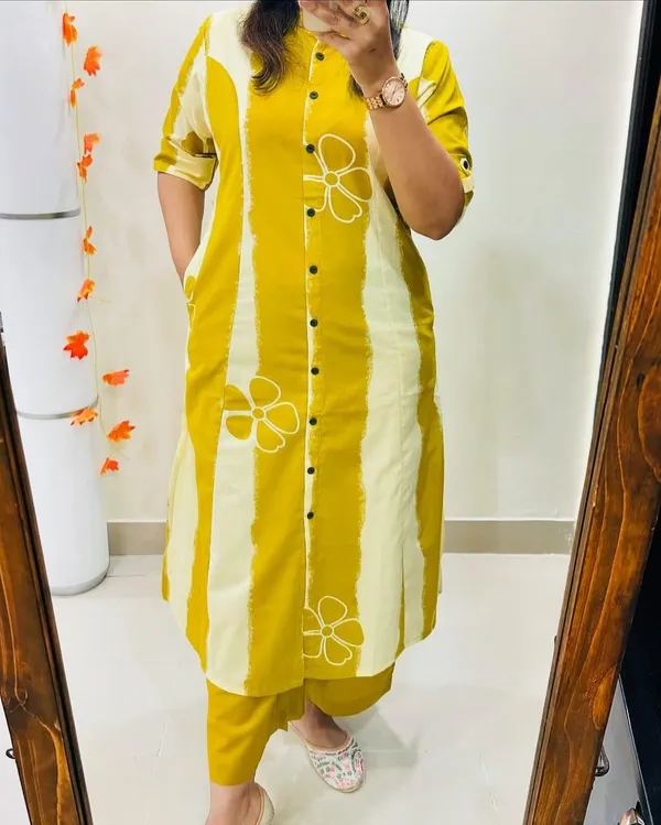 Yellow_Floral_Printed_Cotton_Kurta_Palazzo_Co-Ord_Set_For_Women_(chakri)