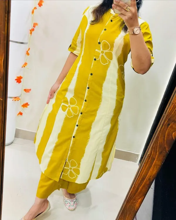 Yellow_Floral_Printed_Cotton_Kurta_Palazzo_Co-Ord_Set_For_Women_(chakri)