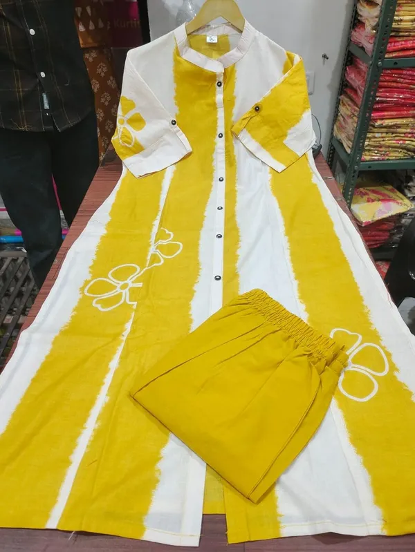 Yellow_Floral_Printed_Cotton_Kurta_Palazzo_Co-Ord_Set_For_Women_(chakri)