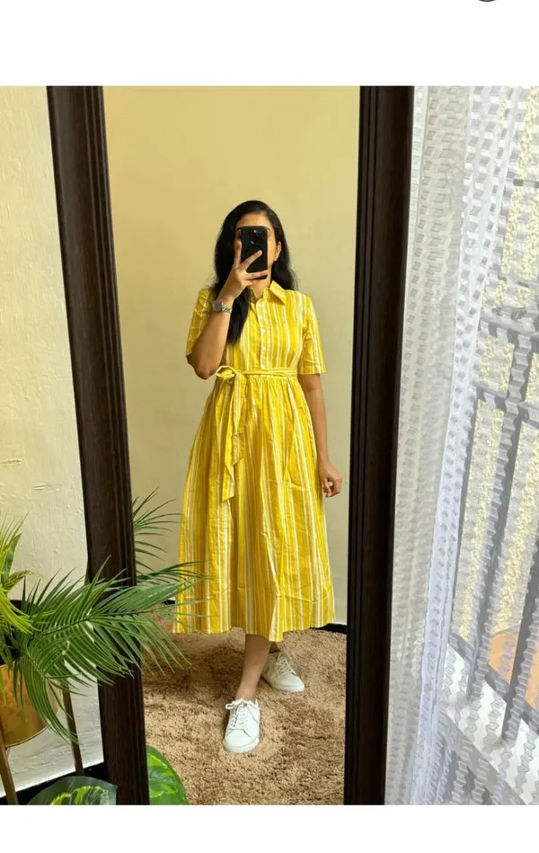 Beautiful_Puff_Sleeves_Yellow_Cotton_Midi_Kurti