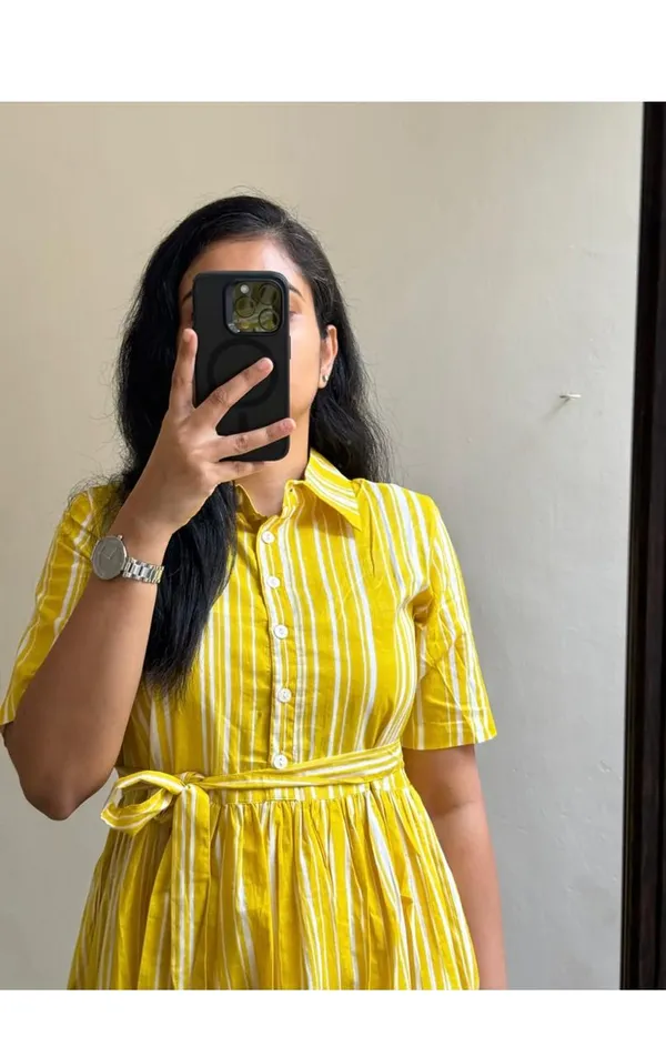 Beautiful_Puff_Sleeves_Yellow_Cotton_Midi_Kurti