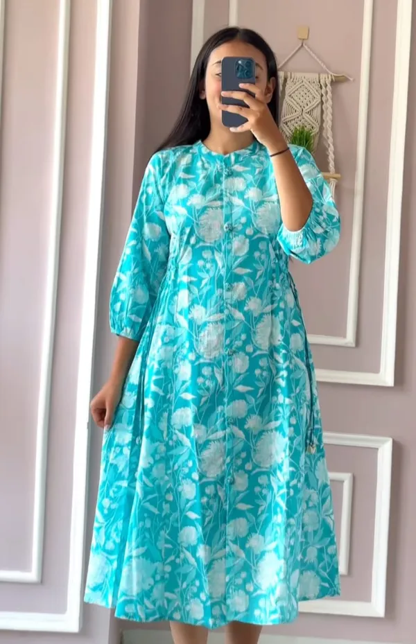 Beautiful_ikkat_print_Cotton_Full_Flair_Middy_Gown!!