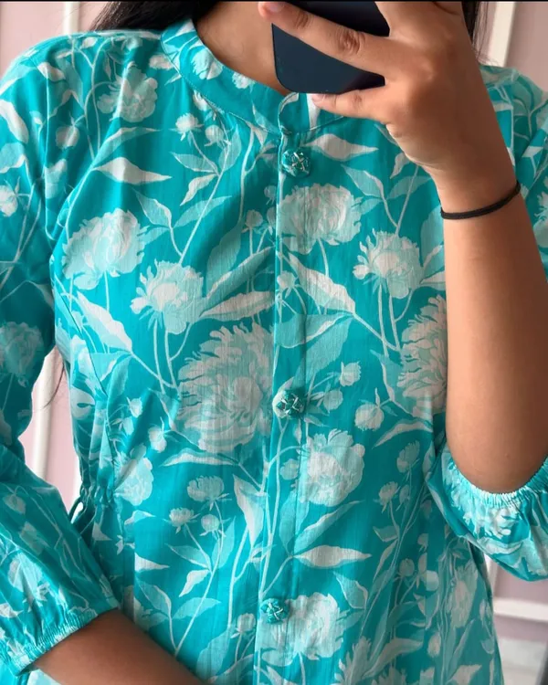 Beautiful_ikkat_print_Cotton_Full_Flair_Middy_Gown!!