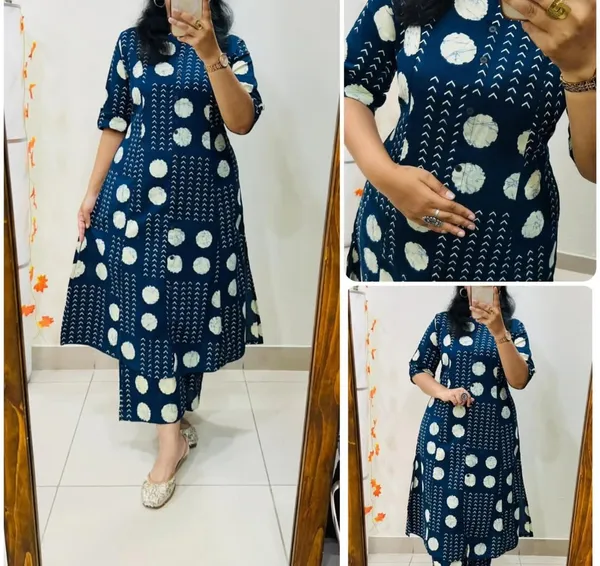 Blue_Yellow_Floral_Cotton_Kurta_Palazzo_Co-Ord_Set_For_Women