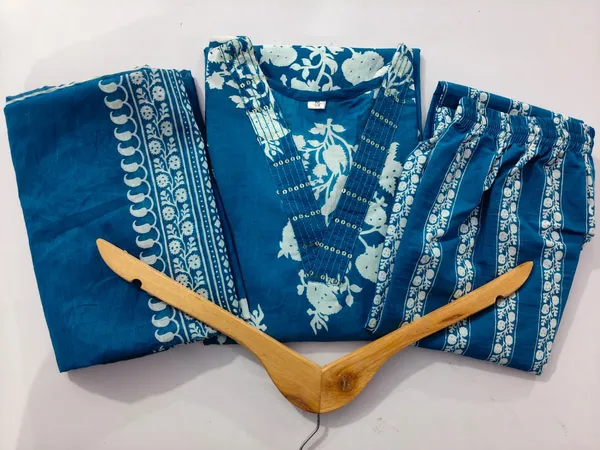 Blue__Kurti_with_Pant_with_cotton_100-100_Dupatta🌹🌹