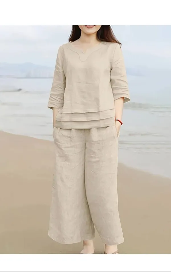 Cotton_Slub_Beige_Color_Co-ord_set
