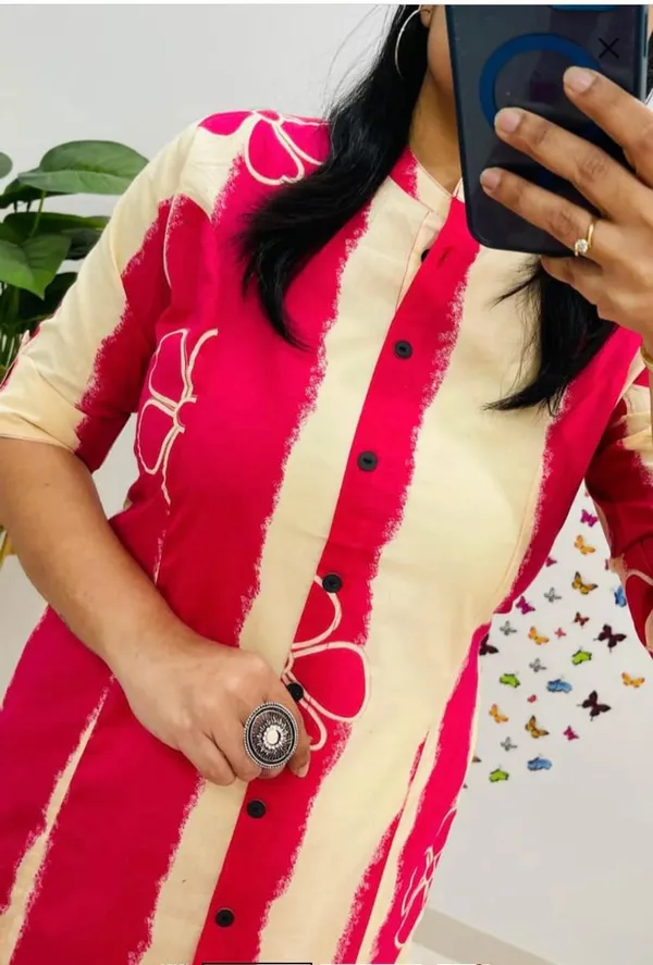Floral_Print_Cotton_Pink_Kurti_Plazo_Set