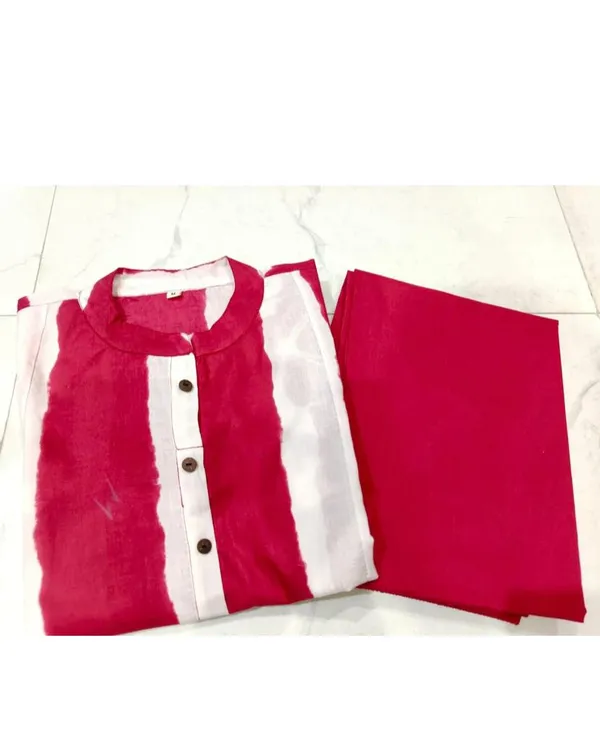 Floral_Print_Cotton_Pink_Kurti_Plazo_Set