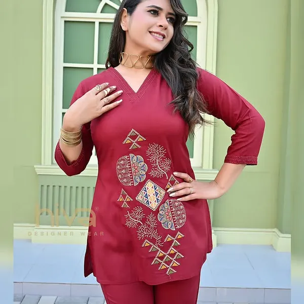 Maroon_ethnic_style_with_this_elegant_Short_Co-ord_set