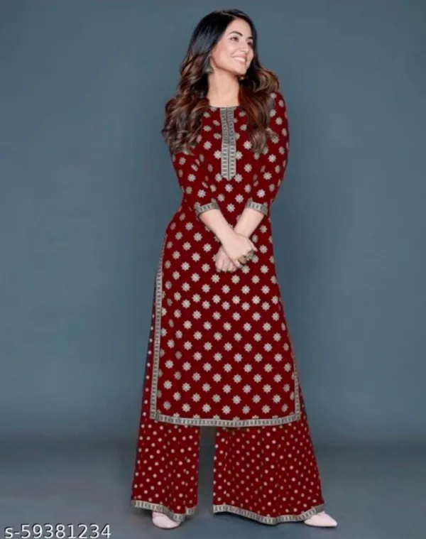 Rayon_A-LIne_Kurti_With_Plazo_(Red)