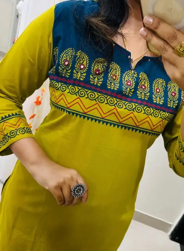 Musturd_yellow_Floral_Cotton_Kurta_Palazzo_Co-Ord_Set_A-Line_Kurta_With_3/4Th_Sleeves_&_Matching_Pants_Summer_Ethnic Wear For Women
