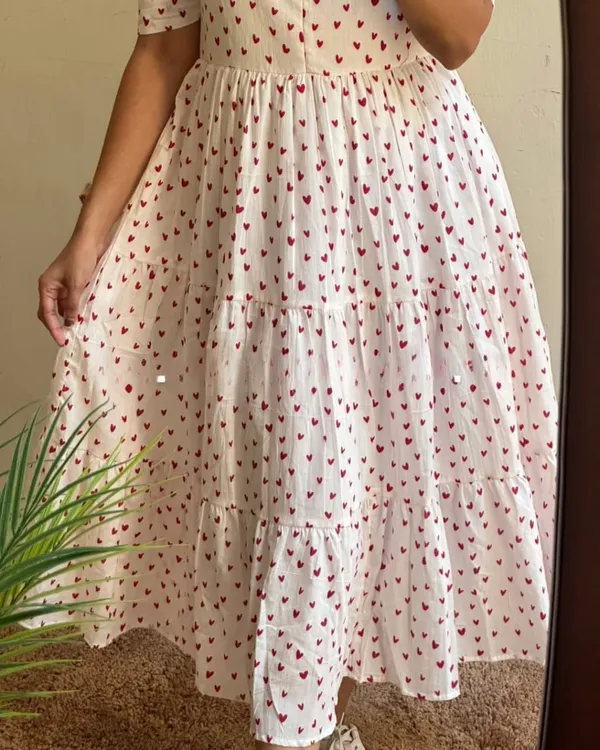 Printed_Beautiful__printed_Love_color_Cream_cotton_middi_Gown_dress