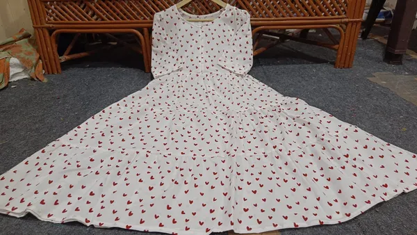 Printed_Beautiful__printed_Love_color_Cream_cotton_middi_Gown_dress