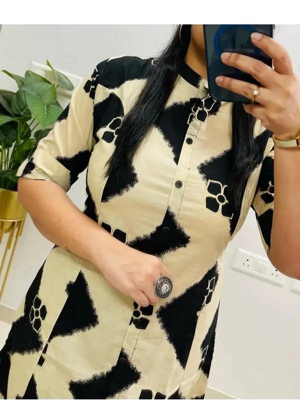 Printed_Black_Cotton_Kurti_Plazo_Set