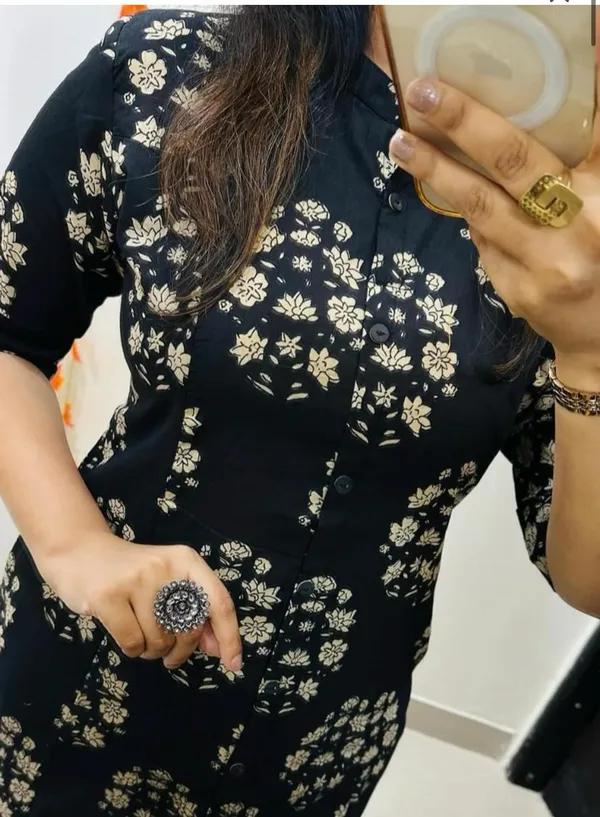 Printed_Black_Cotton_Kurti_Plazo_Set