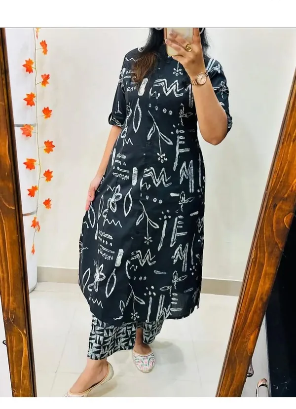 Printed_Cotton_Black_Kurti_Plazo_Set