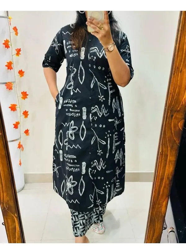 Printed_Cotton_Black_Kurti_Plazo_Set