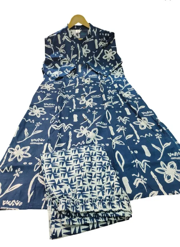 Printed_Cotton_Blue_Kurti_Plazo_Set