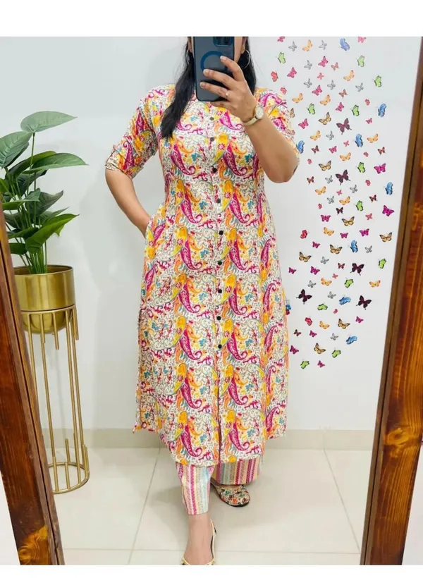 Printed_Cotton_Multi_Yellow_Kurti_Plazo_Set