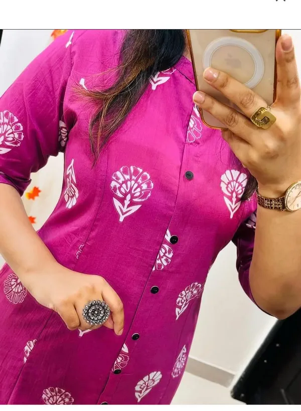 Printed_Pink_Cotton_Kurti_Plazo_Set