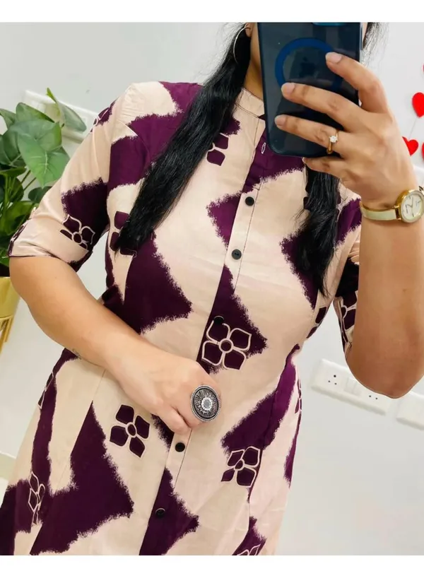 Purpul_Floral_Fine_cotton_kurti_Palazza