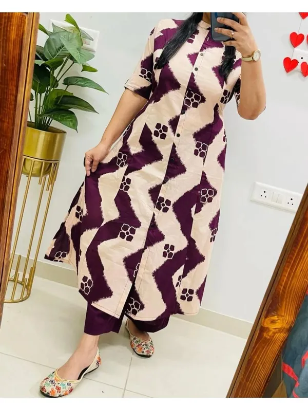 Purpul_Floral_Fine_cotton_kurti_Palazza
