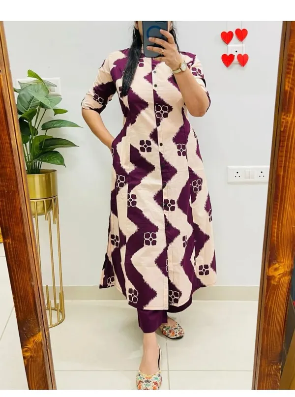 Purpul_Floral_Fine_cotton_kurti_Palazza