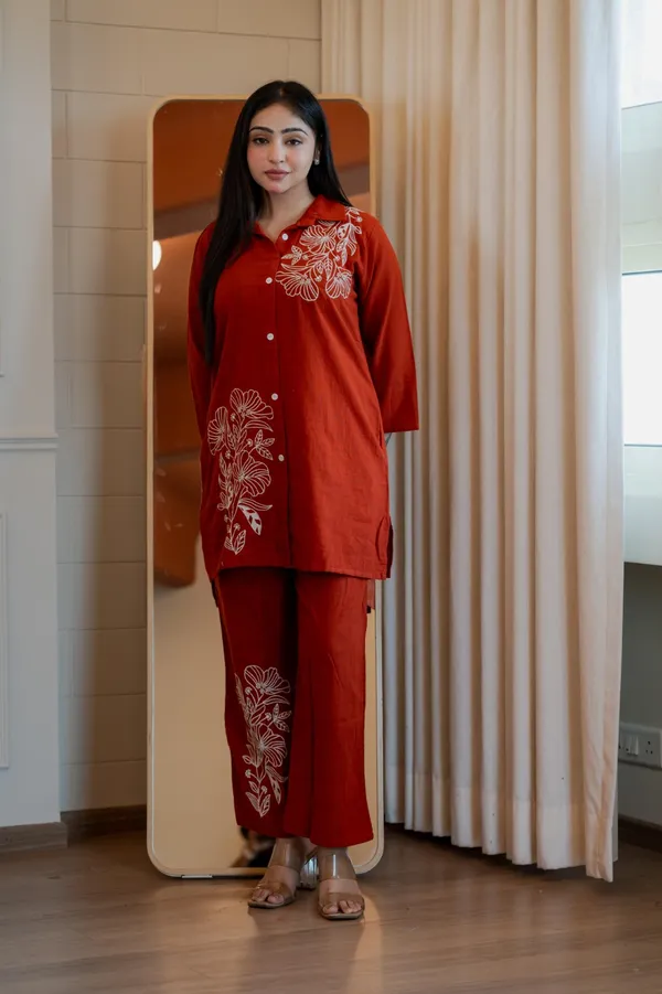 Rust_Beautiful_Cotton_Embroidery_work_CO-ORD_sets