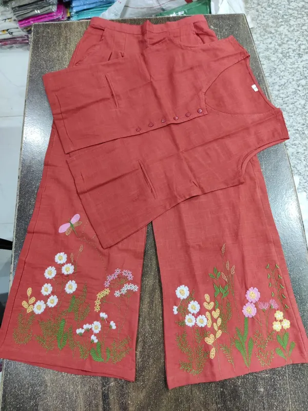 Rust_stylish_and_walk_in_comfort_with_our_new__summer__beautiful_colours__embroidery_work_co-ord__set_perfect_for_your_wardrobe