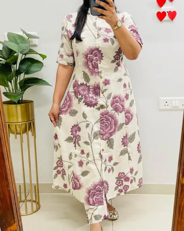 White_Floral_Cotton_Kurta_Palazzo_Co-Ord_Set_For_Women