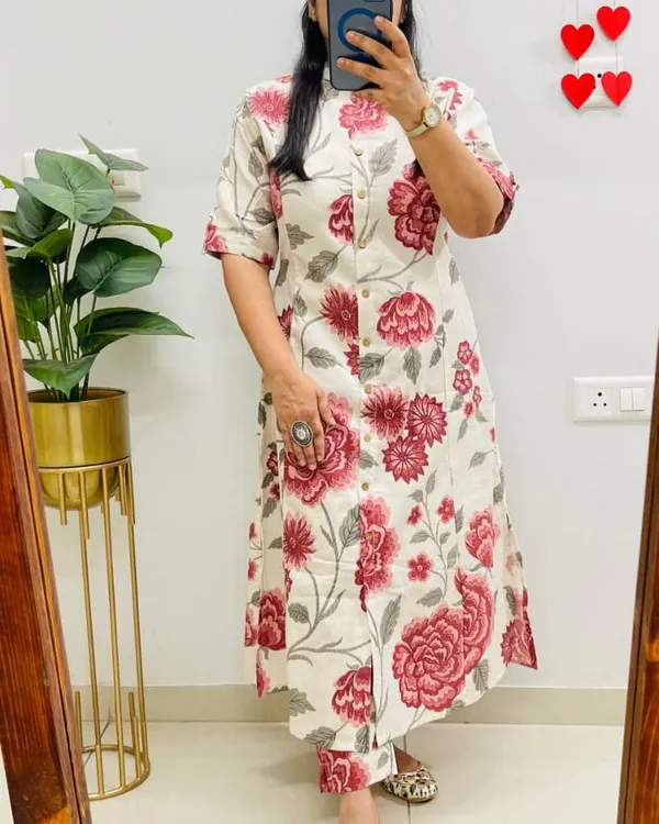 White_Floral_Cotton_Kurta_Palazzo_Co-Ord_Set_For_Women