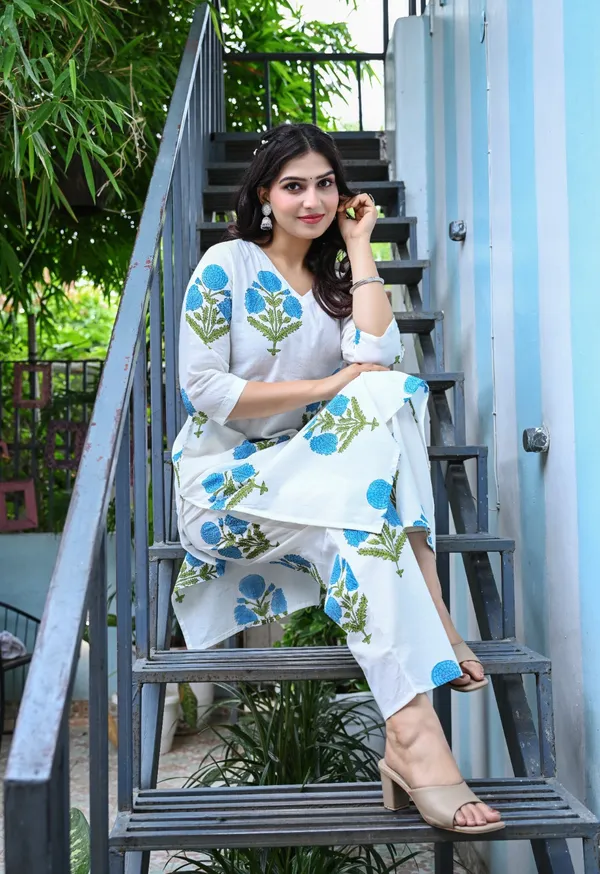 White__Beautiful_Cotton_Hand_block_printed_with_natural_colors_and_process_kurta_pants_sets..
