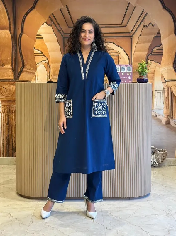 Women_Kurti_Pant_Set_|_Premium_Cotton_Slub_Fabric_|_Stylish_Ethnic_Outfit_for_Daily_&_Office_Wear