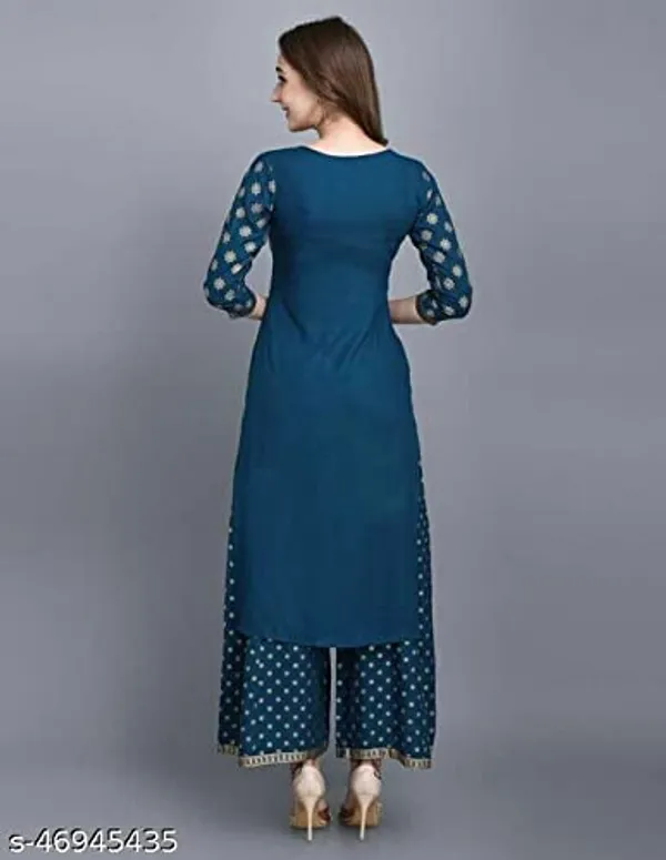 A-Line_Rayon_Kurti_with_plazo_and_gold_lase