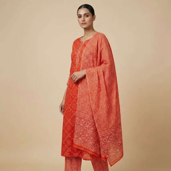 Orange_And_Rani_Summer_Breeze_Cotton_Suit_Unstitched_Dress_Material