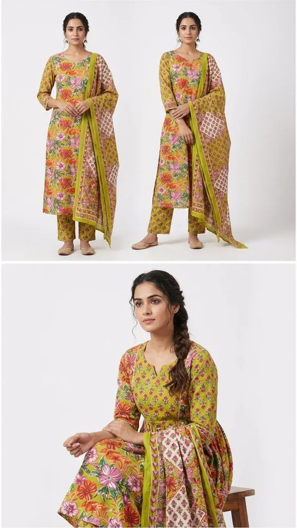 Red_And_Mehandi_Cotton_Suit_Unstitched_Dress_Material_Combo_Set_Pack_Of_2